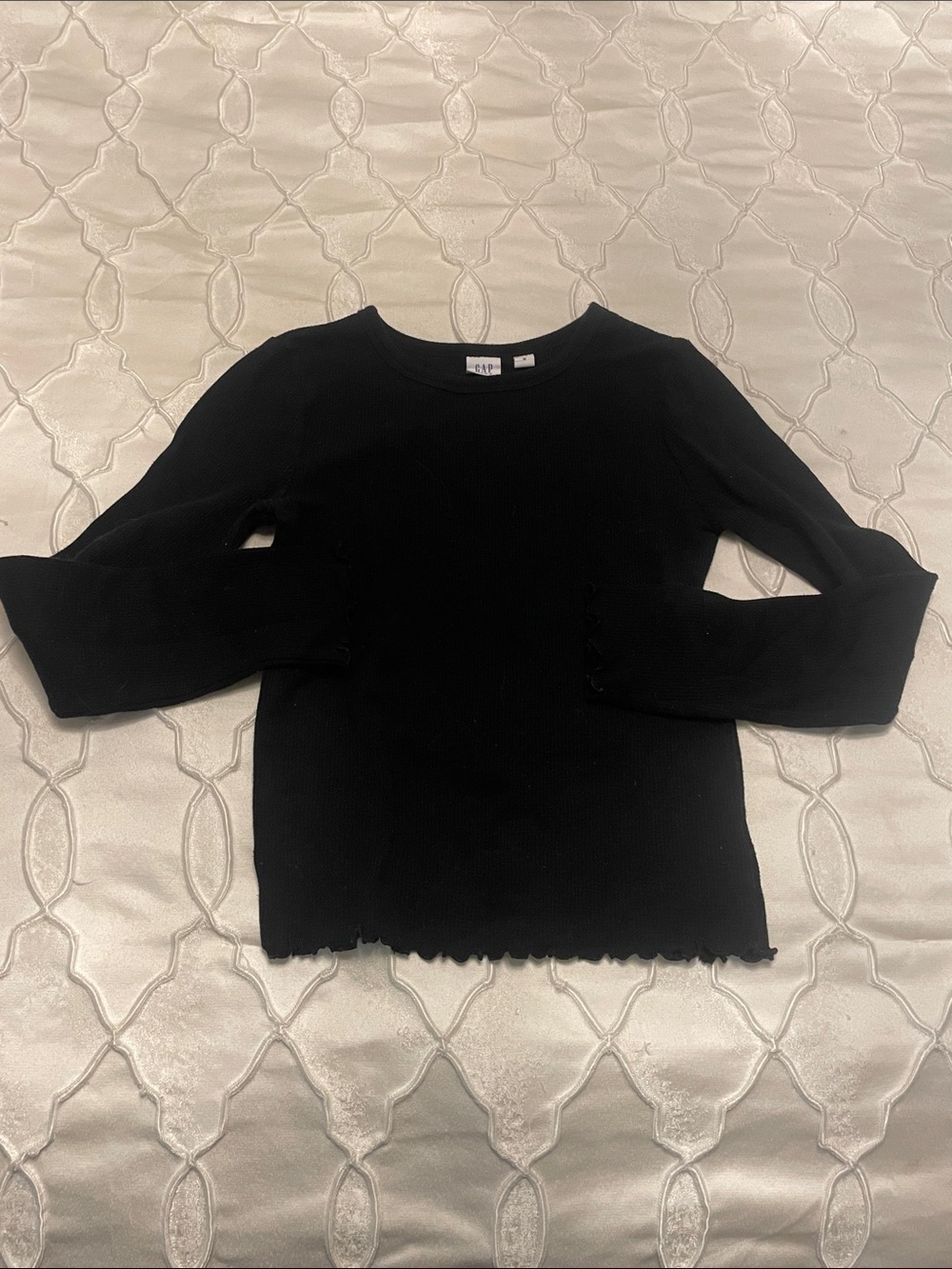 GAP Black Ribbed Crewneck Long Sleeve Top